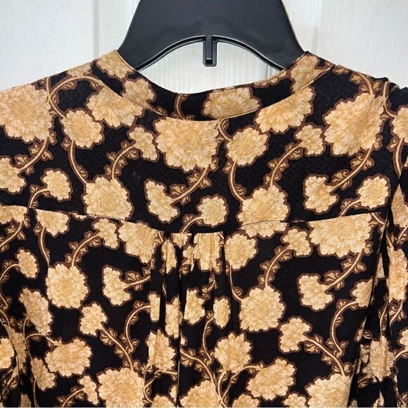 Free People Mia Floral Tie Neck Tunic Top w Long Sleeves & flowy Relaxed fit- XS - Picture 11 of 14